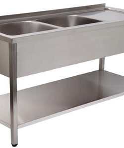 BANCADA DE LAVAGEM 2 CUBAS 1400X600X850 INOX