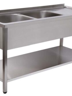 BANCADA LAVAGEM 2 CUB 1400x600x850 INOX DESMONTADA