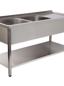 BANCADA DE LAVAGEM 2 CUBAS 1400X700X850 INOX