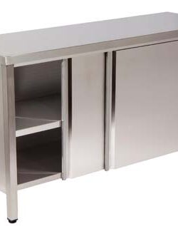 MESA ARMÁRIO PORTA.DESL. 2 PRAT.1000X700X850 INOX