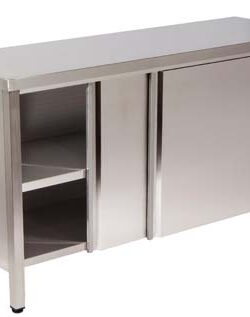 MESA ARMÁRIO PORTA.DESL. 2 PRAT.1400X700X850 INOX